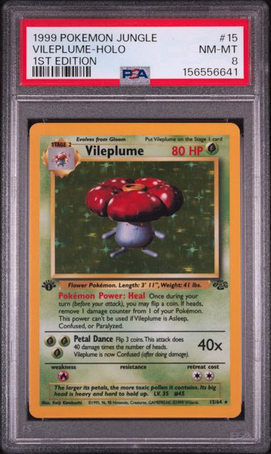 1999 POKEMON JUNGLE #15 VILEPLUME-HOLO 1ST EDITION PSA 8
