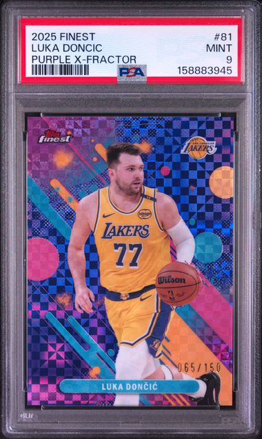 2025 TOPPS FINEST #81 LUKA DONCIC PURPLE X-FRACTOR PSA 9