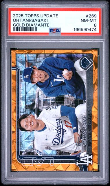 2025 TOPPS UPDATE #269 OHTANI/SASAKI GOLD DIAMANTE PSA 8 SC4