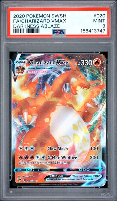 2020 POKEMON SWORD & SHIELD DARKNESS ABLAZE #020 FA/CHARIZARD VMAX DARKNESS ABLAZE PSA 9 SC1