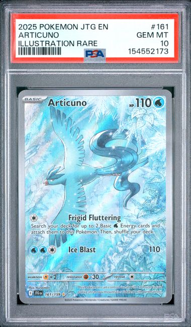2025 POKEMON JTG EN-JOURNEY TOGETHER #161 ARTICUNO ILLUSTRATION RARE PSA 10 SC1