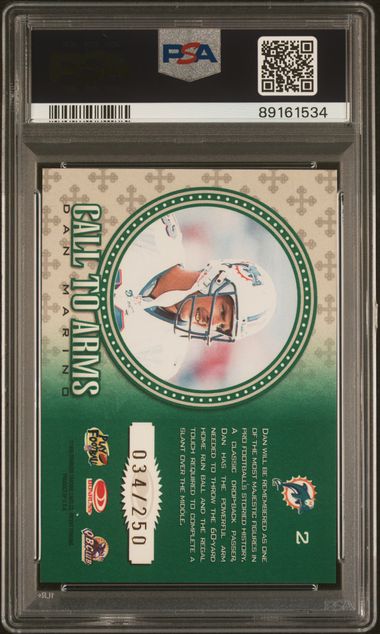 1998 Donruss Crusade Dan Marino Green 034/250 #2 PSA 9
