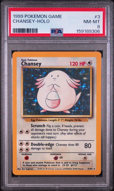 1999 POKEMON GAME #3 CHANSEY-HOLO PSA 8 SC1