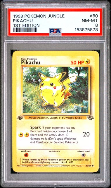 1999 POKEMON JUNGLE #60 PIKACHU 1ST EDITION PSA 8 TA9448