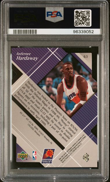 1999 Upper Deck Anfernee "Penny" Hardaway Black Diamond Final Cut 089/100 #63 PSA 8