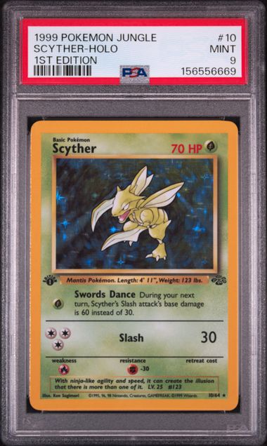 1999 POKEMON JUNGLE #10 SCYTHER-HOLO 1ST EDITION PSA 9