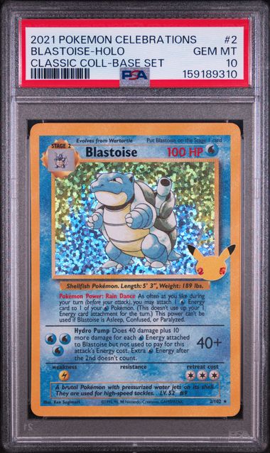 2021 POKEMON CELEBRATIONS CLASSIC COLLECTION #2 BLASTOISE-HOLO CLASSIC COLL-BASE SET PSA 10 SC1