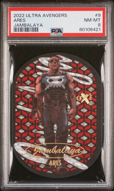 2022 FLEER ULTRA AVENGERS JAMBALAYA #9 ARES JAMBALAYA PSA 8 SC7