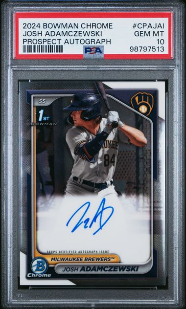 2024 BOWMAN CHROME PROSPECT AUTOGRAPHS #CPAJAI JOSH ADAMCZEWSKI PROSPECT AUTOGRAPH PSA 10 SC3