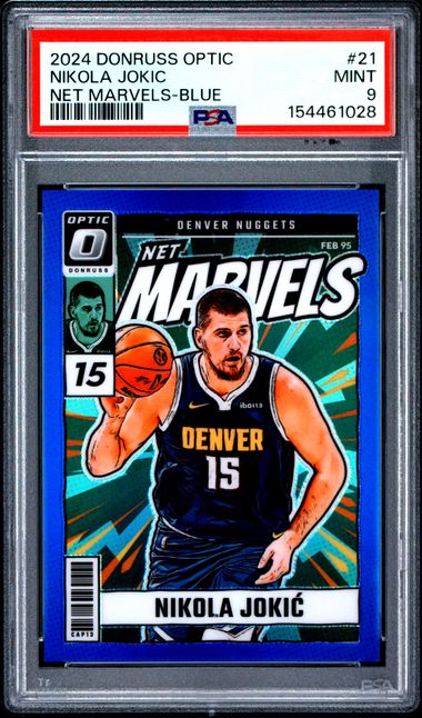 2024 PANINI DONRUSS OPTIC NET MARVELS #21 NIKOLA JOKIC NET MARVELS-BLUE PSA 9