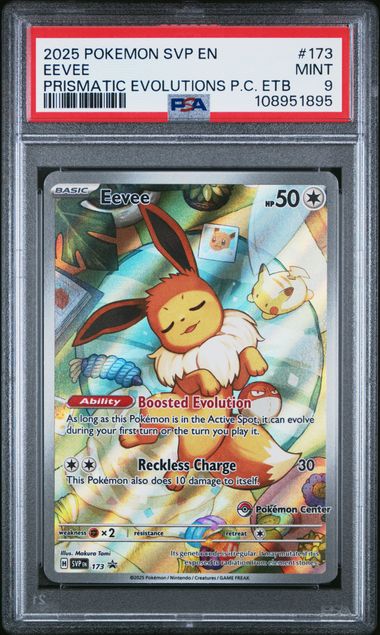 2025 POKEMON SVP EN-SV BLACK STAR PROMO #173 EEVEE PRISMATIC EVOLUTIONS PC ETB PSA 9