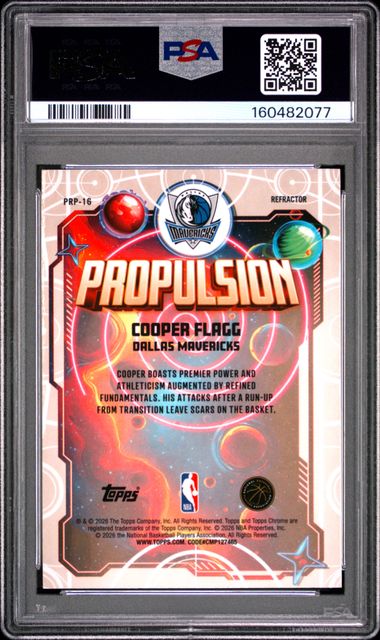 2025 Topps Cosmic Chrome Cooper Flagg Propulsion Refractor RC #16 PSA 9