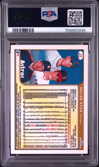 1999 TOPPS CHROME #34 NOLAN RYAN REFRACTOR PSA 8