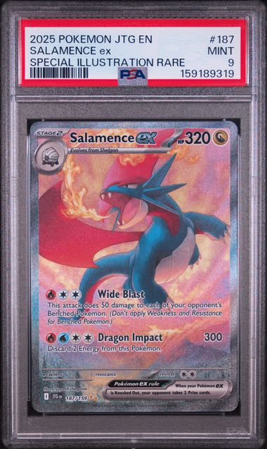 2025 POKEMON JTG EN-JOURNEY TOGETHER #187 SALAMENCE ex SPECIAL ILLUSTRATION RARE PSA 9 SC1