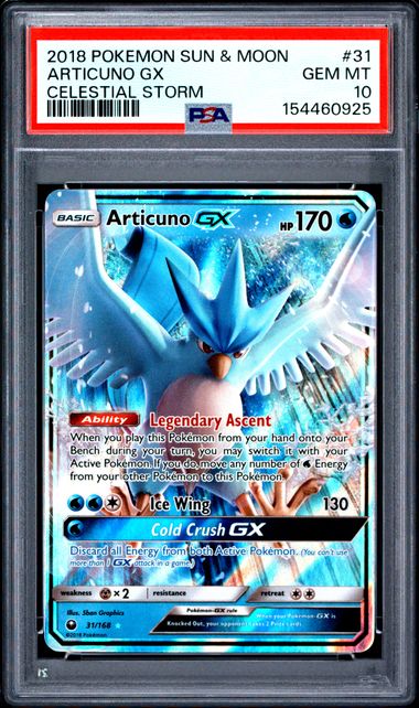 2018 POKEMON SUN & MOON CELESTIAL STORM #31 ARTICUNO GX CELESTIAL STORM