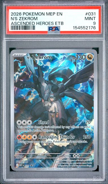 2026 POKEMON MEP EN-ME BLACK STAR PROMO #031 N'S ZEKROM ASCENDED HEROES ETB PSA 9 SC1