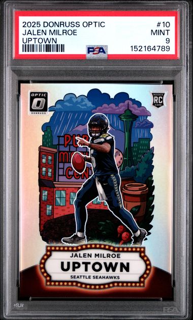 2025 PANINI DONRUSS OPTIC UPTOWN #10 JALEN MILROE PSA 9
